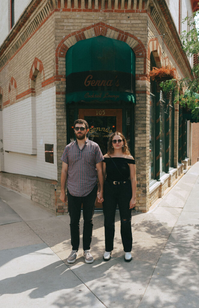 An edgy engagement session at a dive bar in Seattle, Washington photographed by Wilder Photography