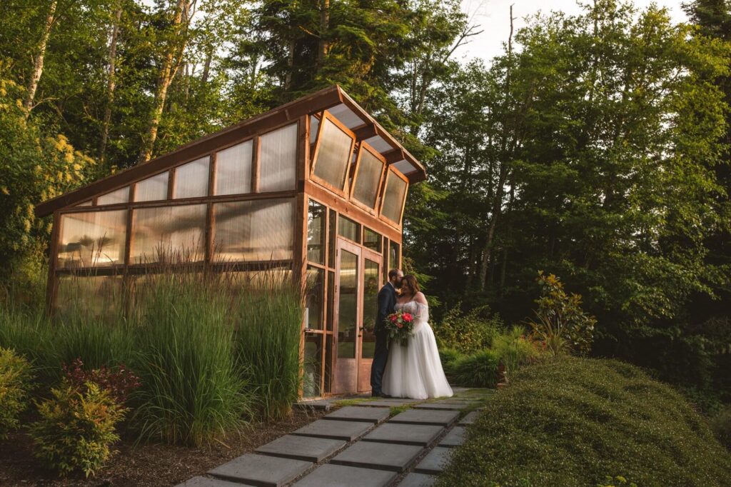 Greenhouse wedding venue at The Finery on Camano Island